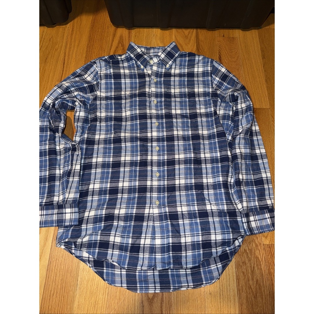 Polo Ralph Lauren Performance Flannel Shirt Mens Medium Classic Blue Plaid Logo